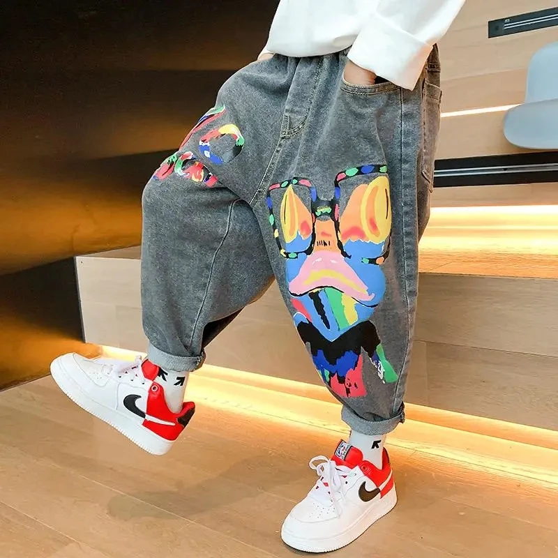Boys Jeans 3 5 8 9 Y Children's Clothing Boys Jeans Spring and Autumn Casual Trousers Loose
