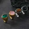 Vintage 316L Stainless Steel Black Pink Green Stone Ring For Women Men 2025 New Finger Fashion Jewelry Accessories 6-12 Big Size