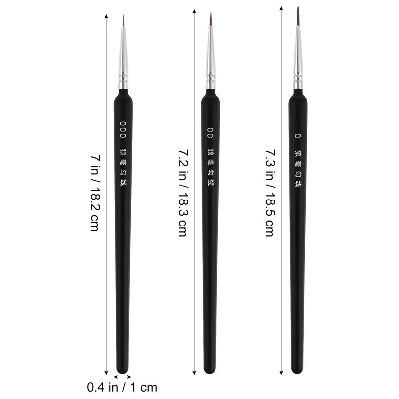 3pcs 0 00 000 Nylon Brush Hook Line Pen Professional Fine Tip Drawing Brushes Micro Detail Paint Brush Watercolor Oil Painting 6
