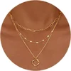 Colliers plaqués or 14 carats pour femmes, empilables, plaqué argent, cercle, trombone, chaîne, pendentif, ras du cou, ensemble pour femmes