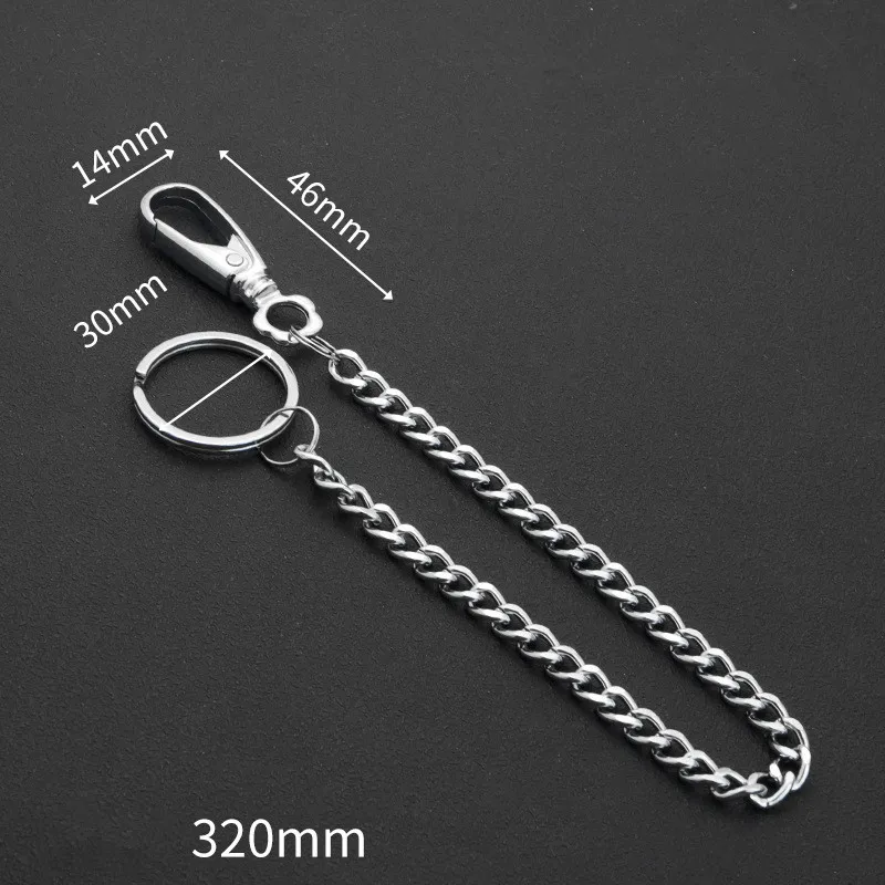 Unisex Punk Hip Hop Metal Ring Jeans Waistband Chain Accessory
