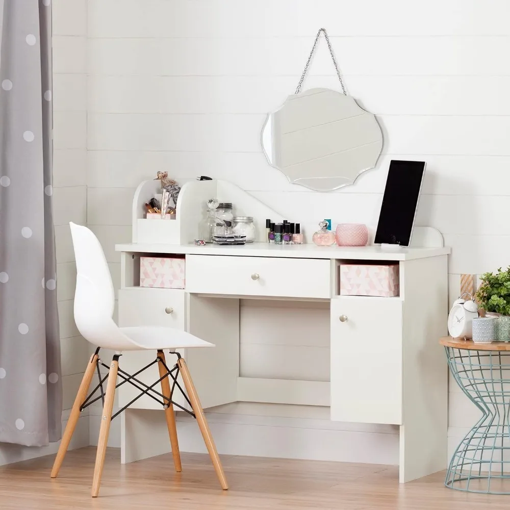 

Dressing Table Make-up Dressing Table With 2 Doors and Storage Baskets Desk Dressers for Bedroom Furniture MakeupPure White