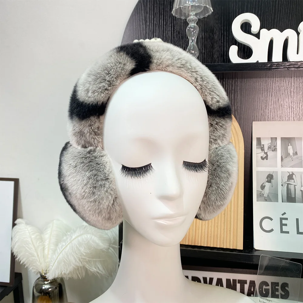 Mode Natürliche 100% Rex Kaninchen Earthuff Russland Winter Warme Frauen Echtpelz Earthuffs Mädchen Earlap_voghion.com