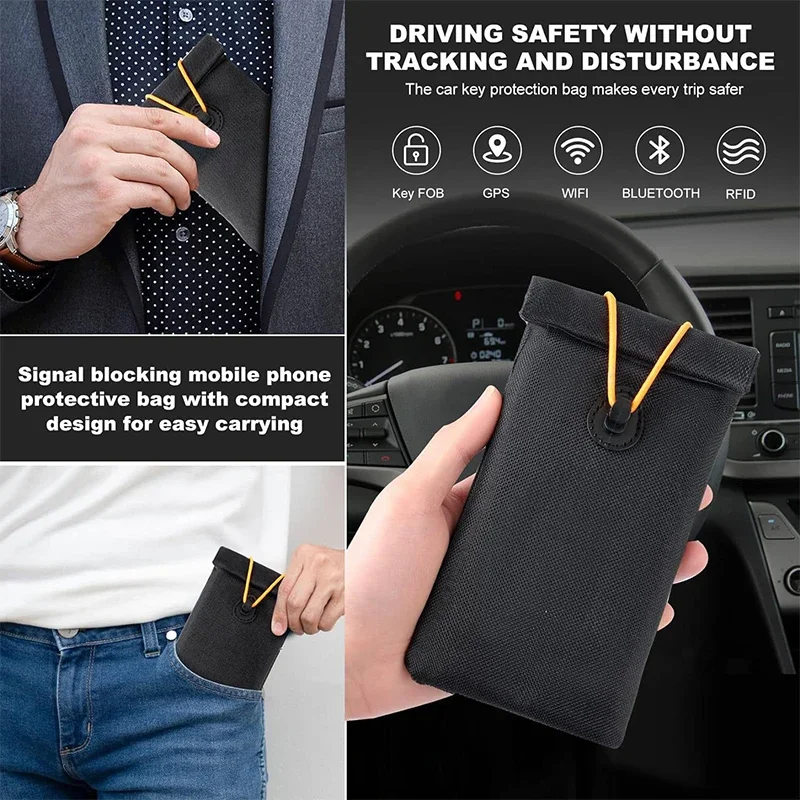 Key Signal Blocking Faraday Pouch - Anti-Theft Protection for Car Keys & Smartphones