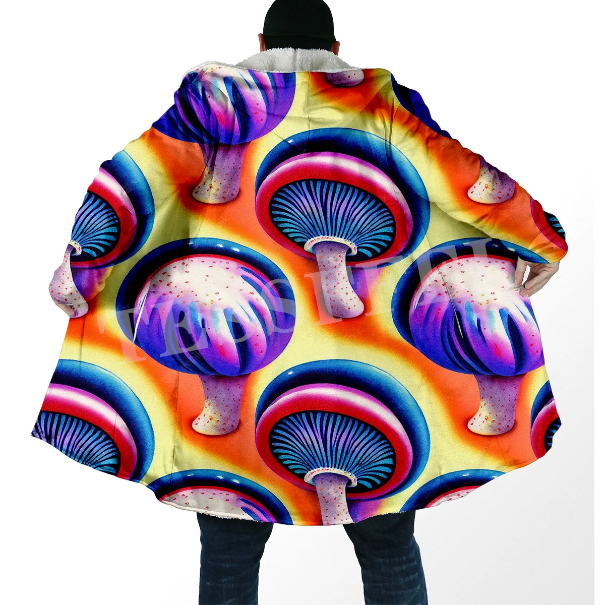 Mushroom Forest Plants Fungus Trippy Abstract Psychedelic Hippie 3DPrint Windbreaker Winter Casual Hoody Cloak Fleece Overcoat J