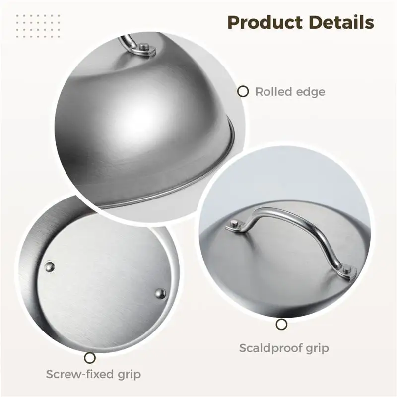 Basting Cover 2Pcs food cover Stainless Steel Heatproof Round Cheese Melting Dome Burger Cover Meal Food Kitchen Cooking Supplies