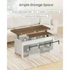 39.4" Lift Top Coffee Table, 4 in 1 Coffee Table, Farmhouse Convertible Coffee Tables, with Hidden Compartments, with Sliding Do 5