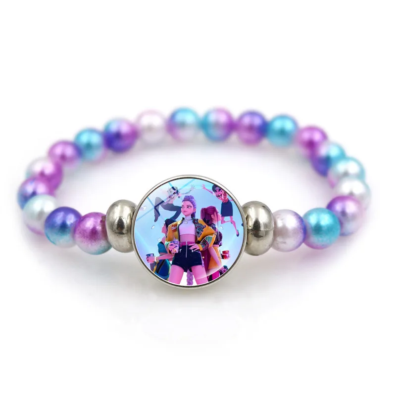 Kpop Demon Hunter HUNTR/X & Derpy Beaded Bracelets – Anime K-Pop Character Stretch Bracelet Set