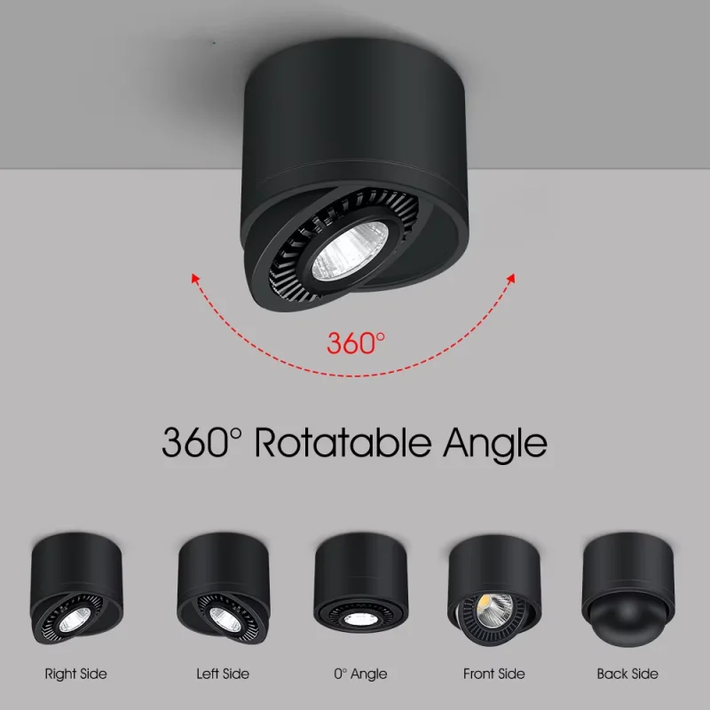 Surface Mounted Dimmable LED Downlight AC110V/220V Ceiling Light Rotatable COB Spotlight 9W12W15W20W Indoor Home Decoration