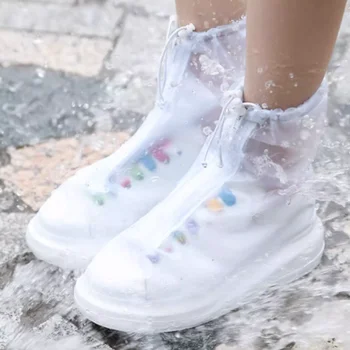 1 Pair Waterproof Shoe Covers Non-slip Reusable Rain Snow Boot Women Men PVC Outdoor Rainy Reusable Quality Non-slip Shoe Cover