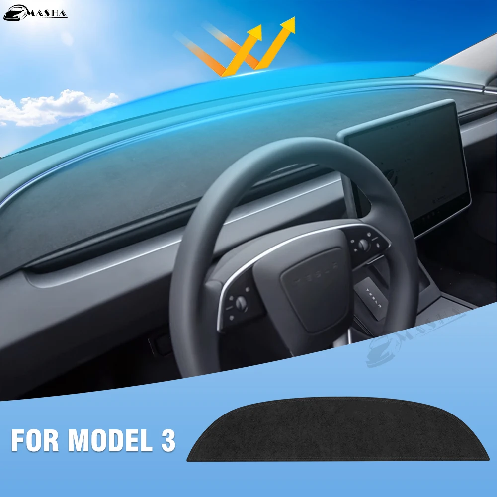 

For Tesla Model 3 Highland 2024 Suede Dashmat Car Dashboard Cover Pad Dash Mat SunShade Carpet Accessories New Model3