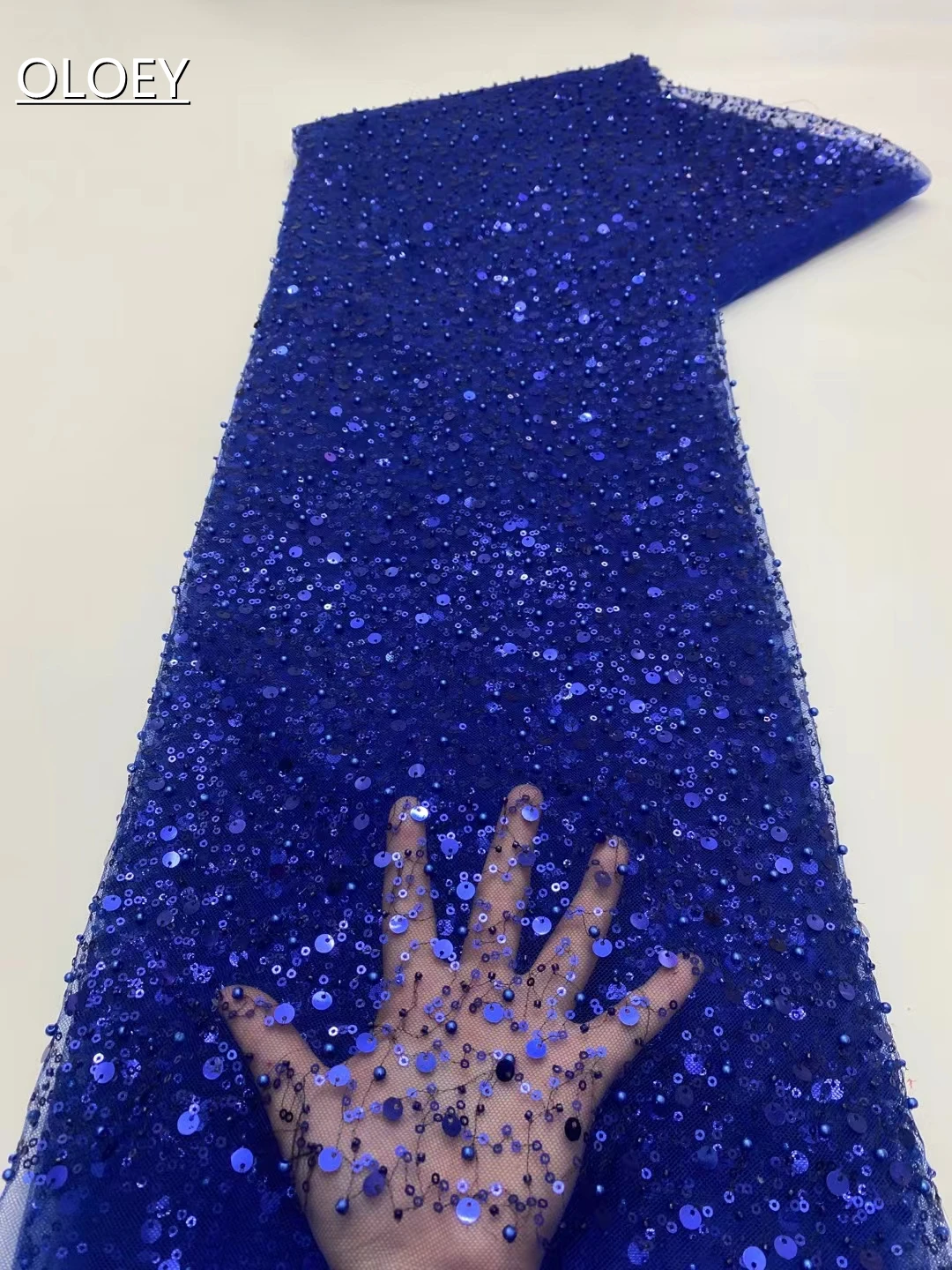 Sequins Jacquard Lace Fabric African Embroidery Beaded