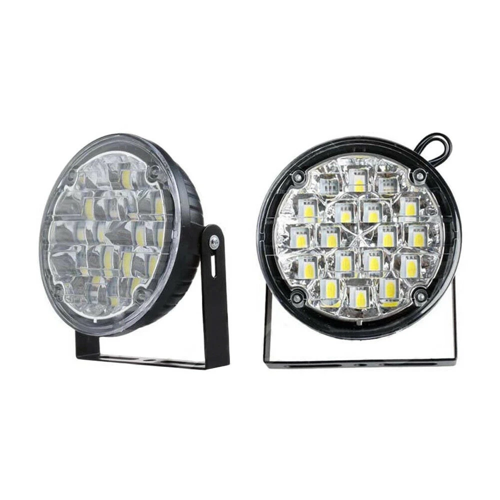 2개 DC 12V 18 LED DRL 원형 자동차 안개등 주간 주행등 흰색