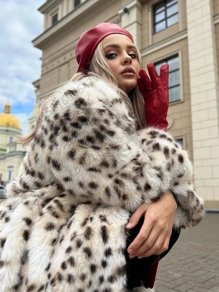 Stylish Street Fashion Fluffy Faux Fur Coat Women 2024