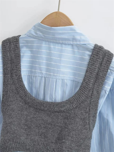 Shirt And Knitted Vest 2 Piece Set 20