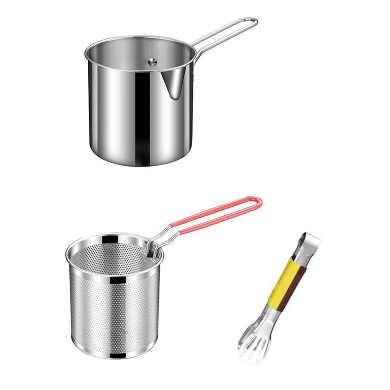

Oil Residue Filtration Mesh Colander Stainless Steel Deep Fry Pan For Vegetable French Chips Onion Rings Chicken Wing