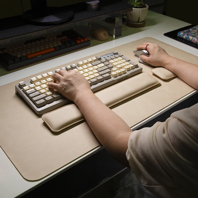 Waterproof Non-Slip Desk Mat Set with Large PU Mouse Pad & Wrist Guard