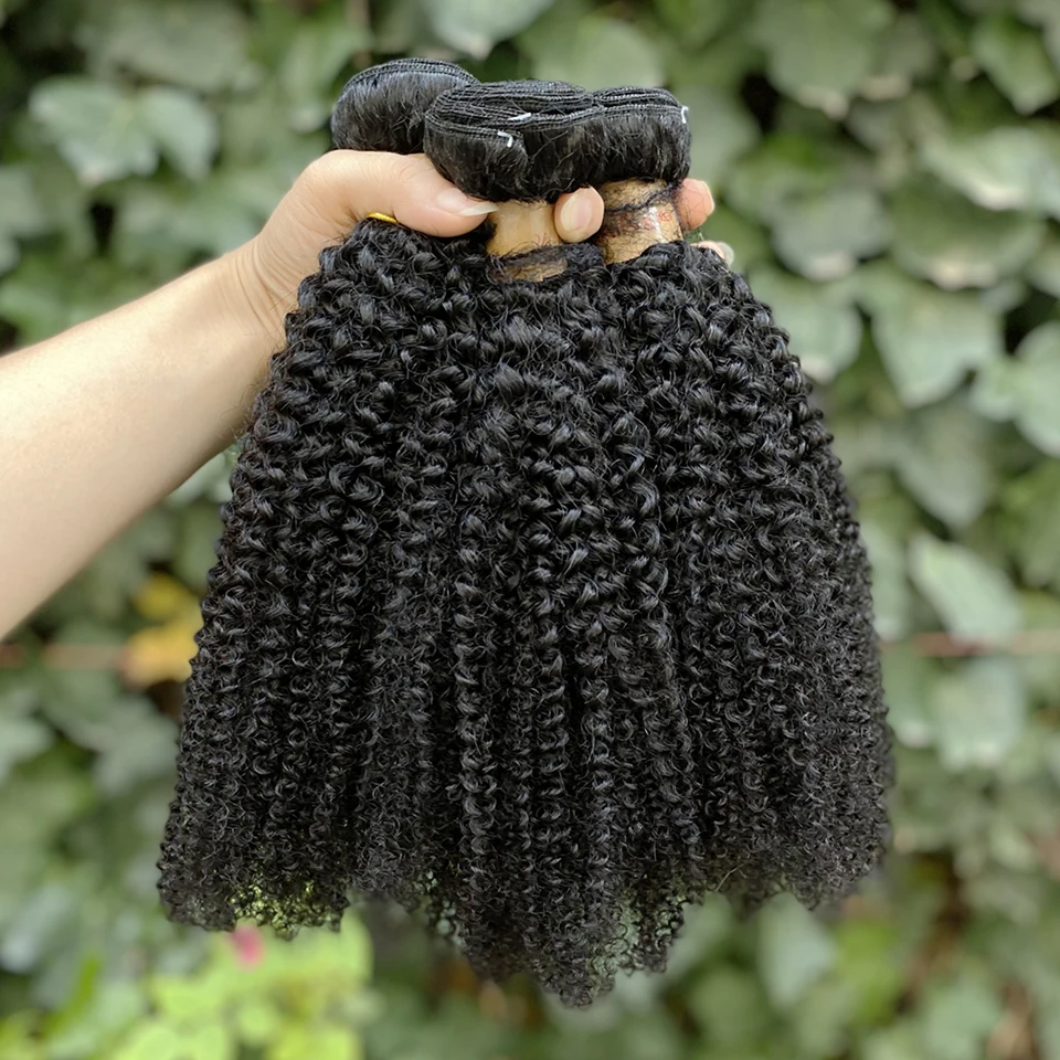 Extensiones de cabello rizado Afro para mujer, mechones de cabello humano brasileño 1/3 Afro, tejido de 8-28