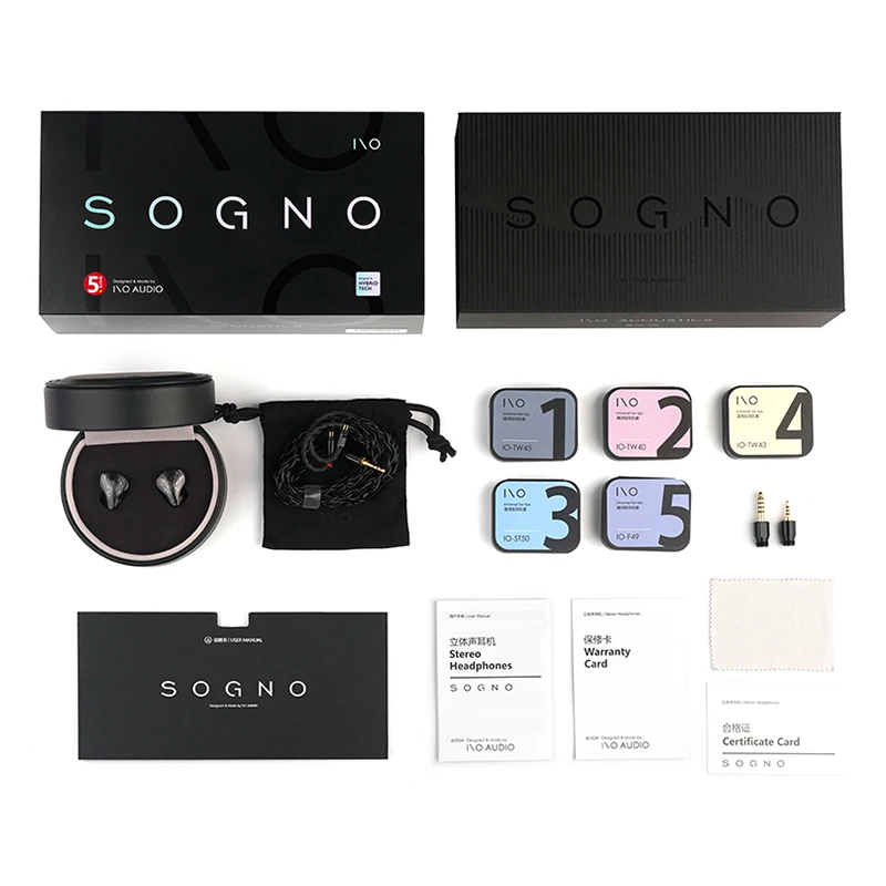 IOAUDIO SOGNO 2DD 6BA Hybrid in-ear Monitor headphones with Multi-Plug Cable 4.4mm/2.5mm/3.5mm 4