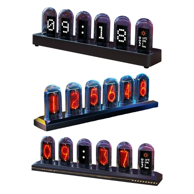 

Unique LED IPS Tube Clock with App Control Clear Display Multi Function