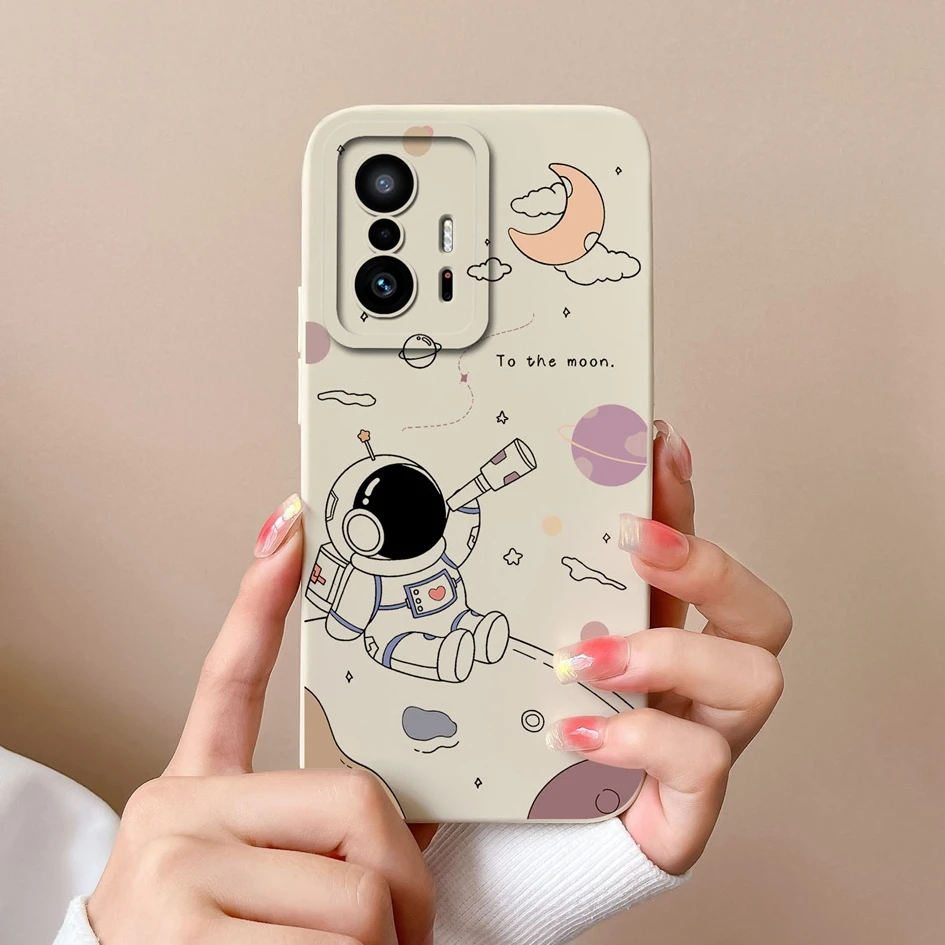 Fashion Design Matte Liquid Silicone Case with Screen Protector for Xiaomi 11T Pro - Sweet Girls Collection