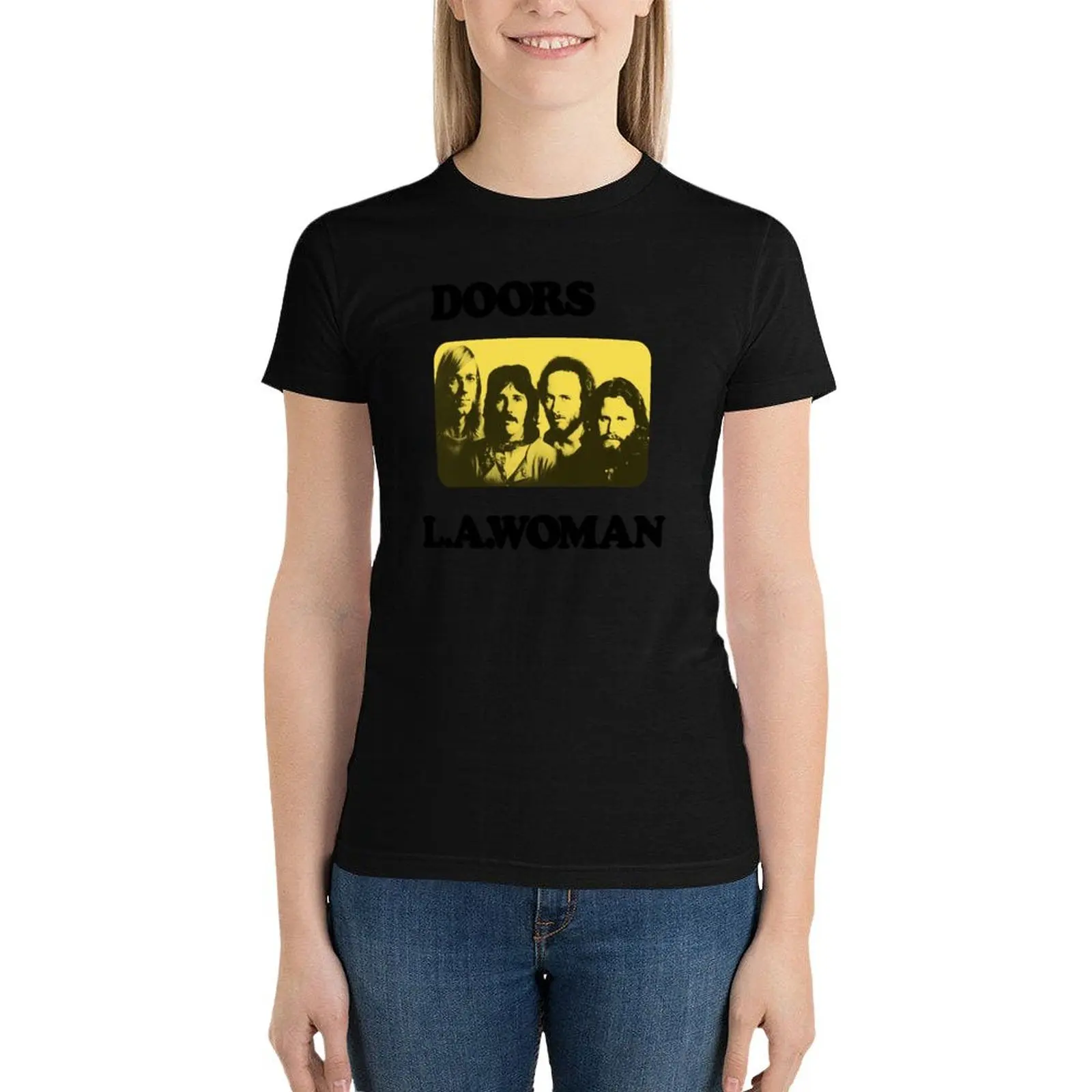 

Do.ors L.A Woman Black Text T-Shirt Short sleeve tee plus size tops tees tops T-shirt Women