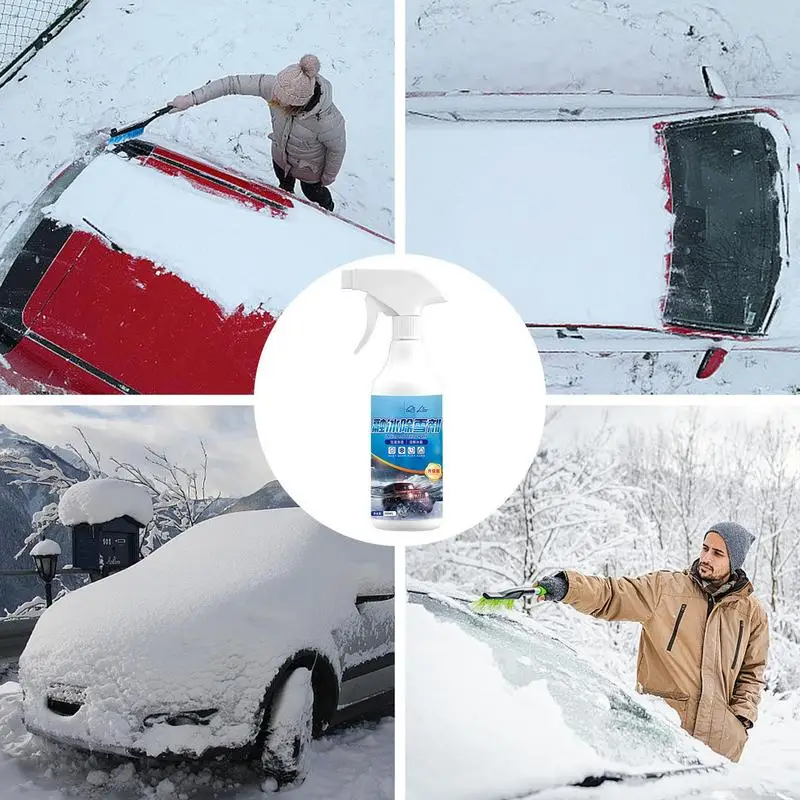Car Window Defroster Spray Winter Windshield Defroster Spray 500ml Multipurpose Car De Icer Auto Deicing Liquid For Glass