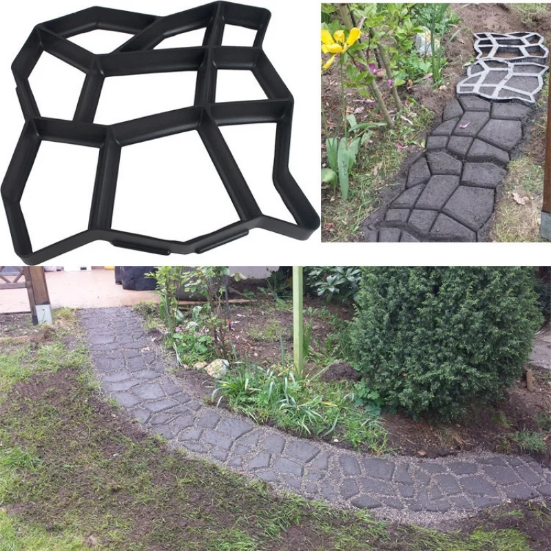 ABS Courtyard Embossed Cement Mold Floor Garden Concrete Paving Step DIY Tile Pattern