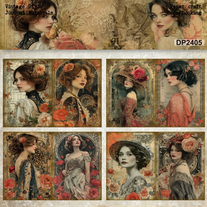 Panalisacraft 빈티지 스타일 스크랩북 패턴 종이, 멋진 카드 팩, 가벼운 무게추 공예 종이 카드, A5 사이즈, 8 매