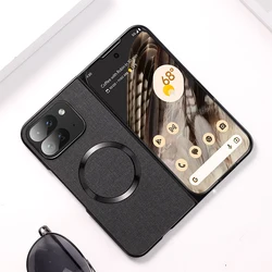 MagSafe-Compatible Magnetic Wireless Charging Cloth Texture Hard Plastic Phone Case for Pixel9Pro Fold (Black)