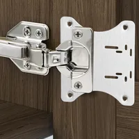 ชุดซ่อมบานพับตู้สแตนเลส 10/2 ชิ้น แผ่นยึดบานพับประตูพร้อมรูสำหรับตู้ครัว เฟอร์นิเจอร์ในบ้าน 4