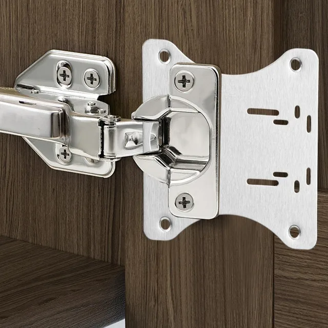 ชุดซ่อมบานพับตู้สแตนเลส 10/2 ชิ้น แผ่นยึดบานพับประตูพร้อมรูสำหรับตู้ครัว เฟอร์นิเจอร์ในบ้าน 4