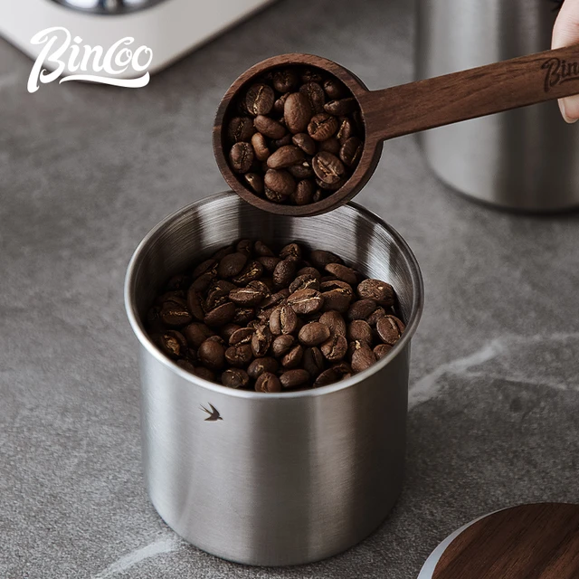 Bincoo Coffee bean storage jar Food grade glass sealed container of coffee  powder vacuum storage container with spoon - AliExpress