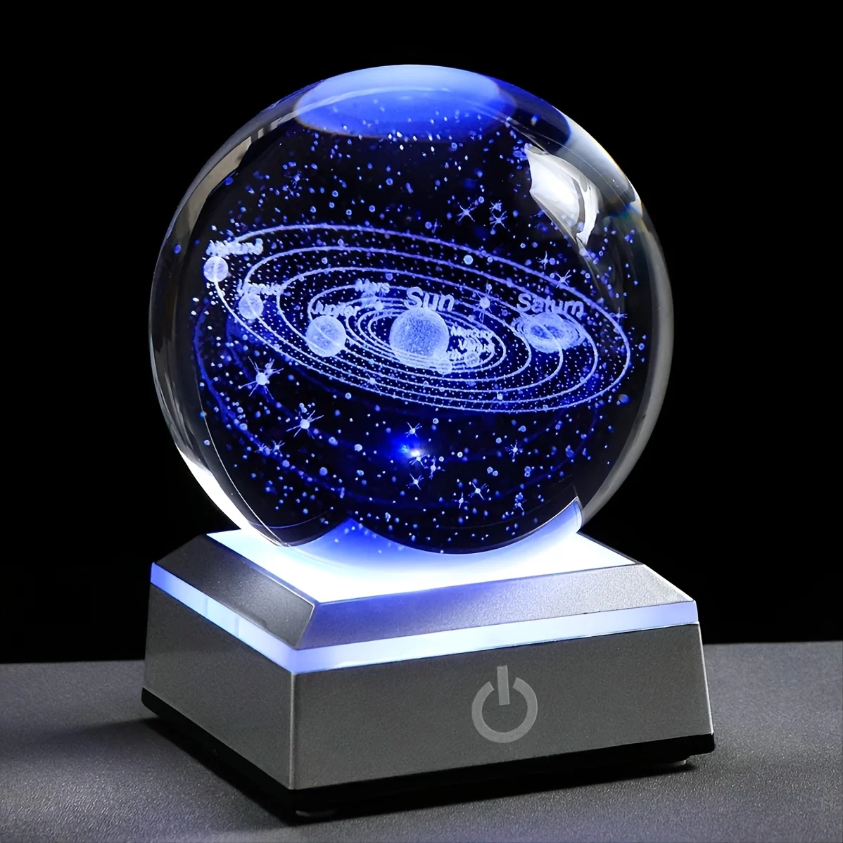 

1 шт., маленькая 3D солнечная система, хрустальный шар, искусственная основа, ночное искусство для украшения дома, подарок для детей и любителей астрономии