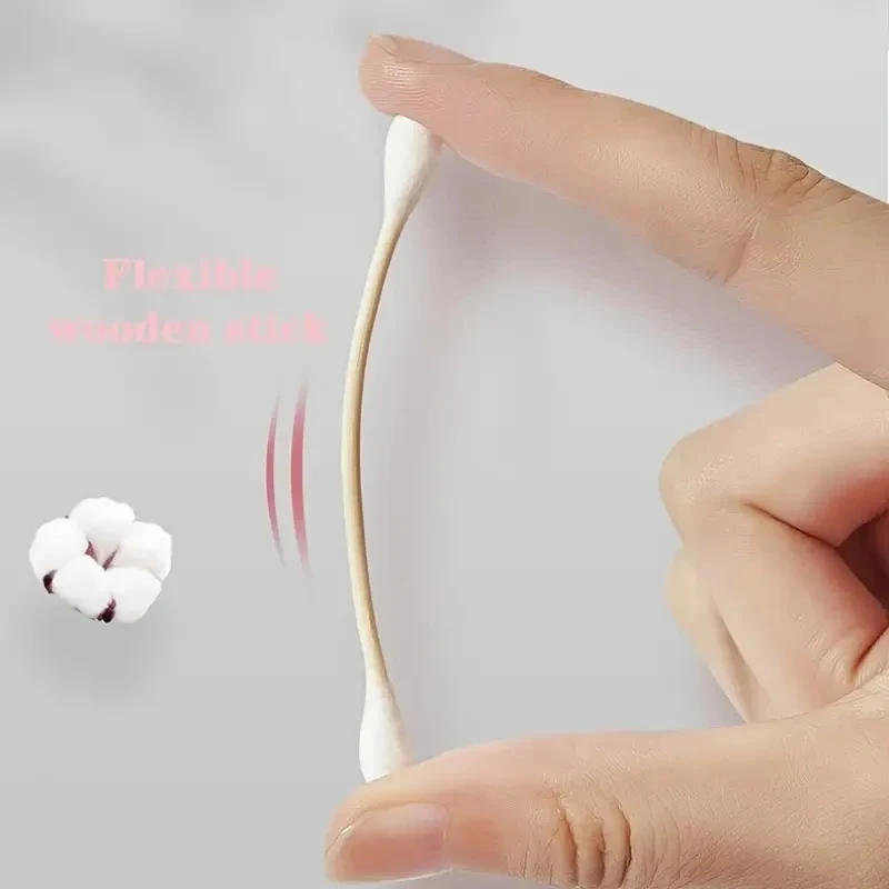 100Pcs Individually Wrapped Cotton Swabs Round Double Tipped Paper Sticks Cotton Buds for Ear Beauty Care 5