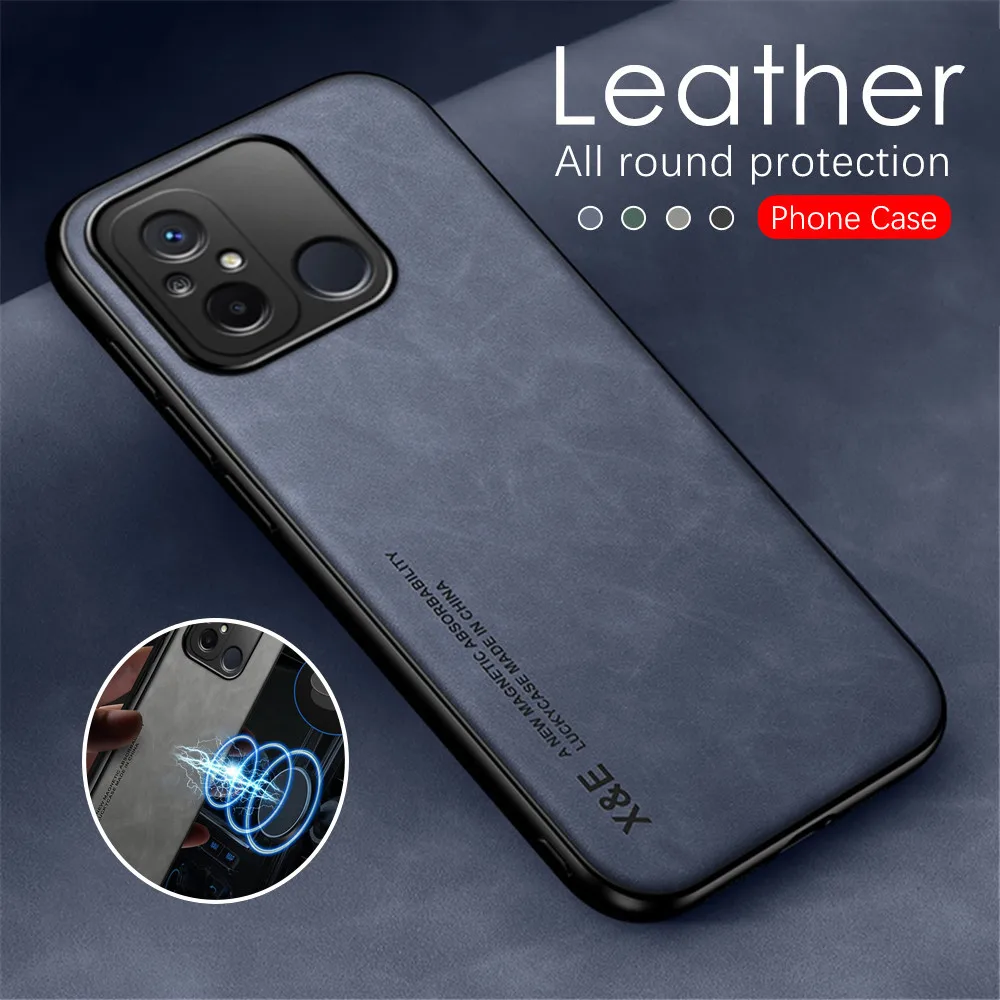 Estojo de couro traseiro magnético de pele de cordeiro para Xiaomi Redmi 12C 4G Radmi Redmy 12C 12 C C12 Redmi12C Silicone Frame Protect Cover Funda_voghion.com