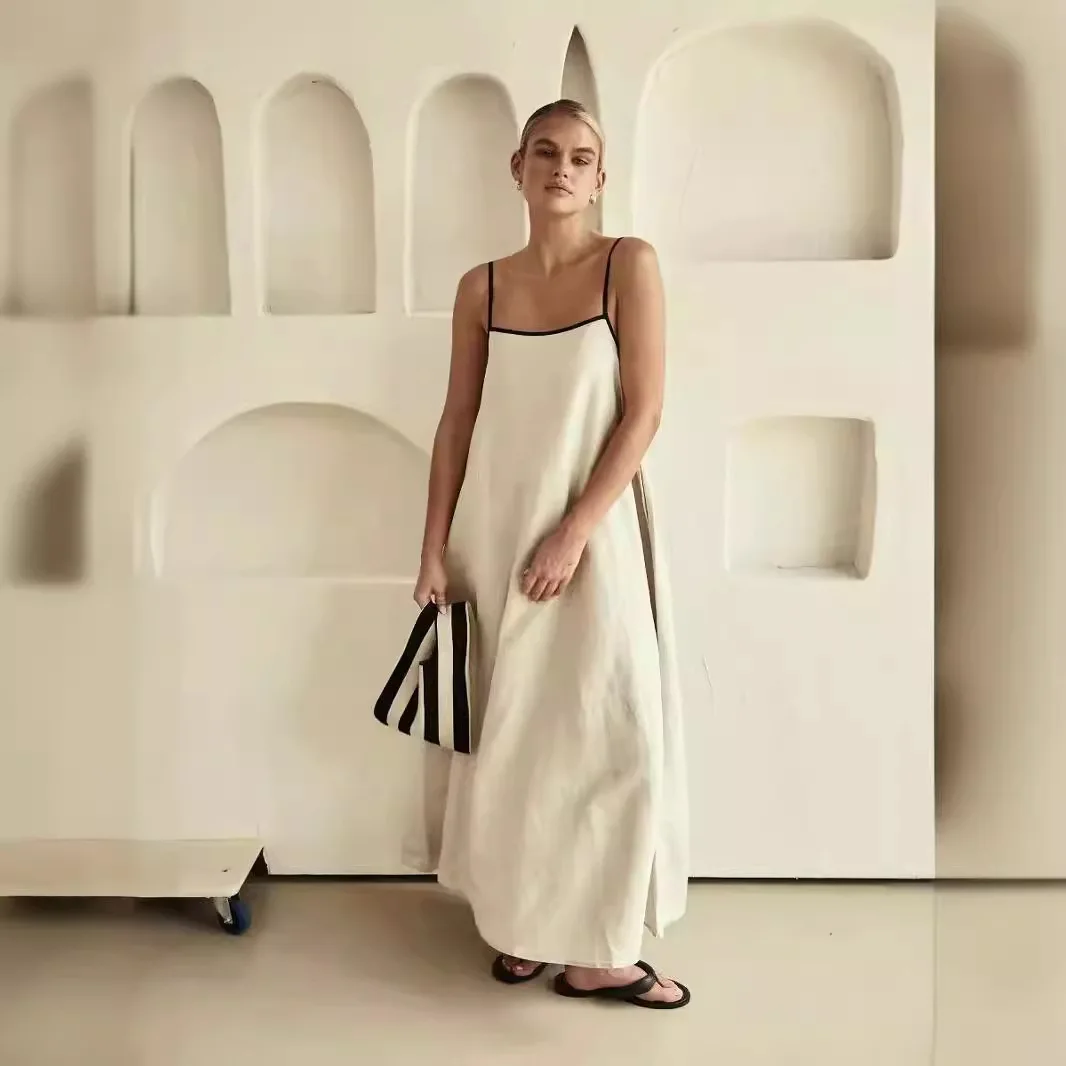 Long Dresses for Women Fashion Cotton Camisole Dress Spring and Summer  Women Loose Swing Dress Vacation Casual Spaghetti vestido - AliExpress