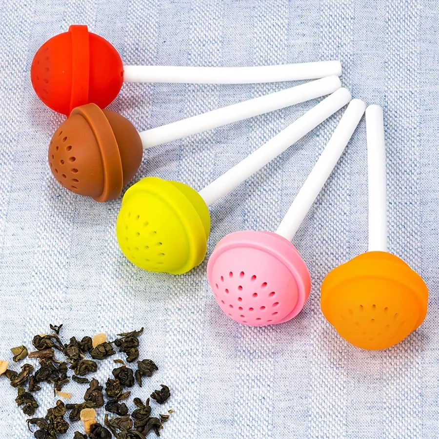 Infusore Per Tè In Silicone A Forma Di Lecca-Lecca - Colino Per Foglie Sfuse - Rosa - 11,5 Cm
