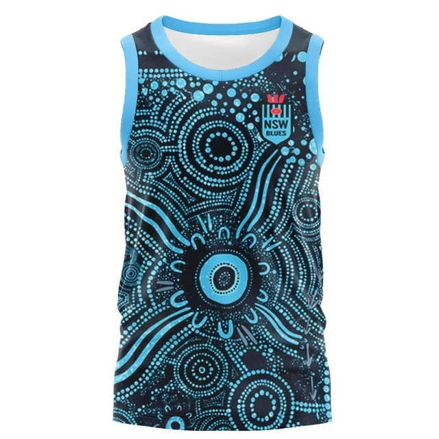 

2024 NSW BLUES INDIGENOUS TRAINING RUGBY SINGLET JERSEY size S--5XL ( Print name and number )