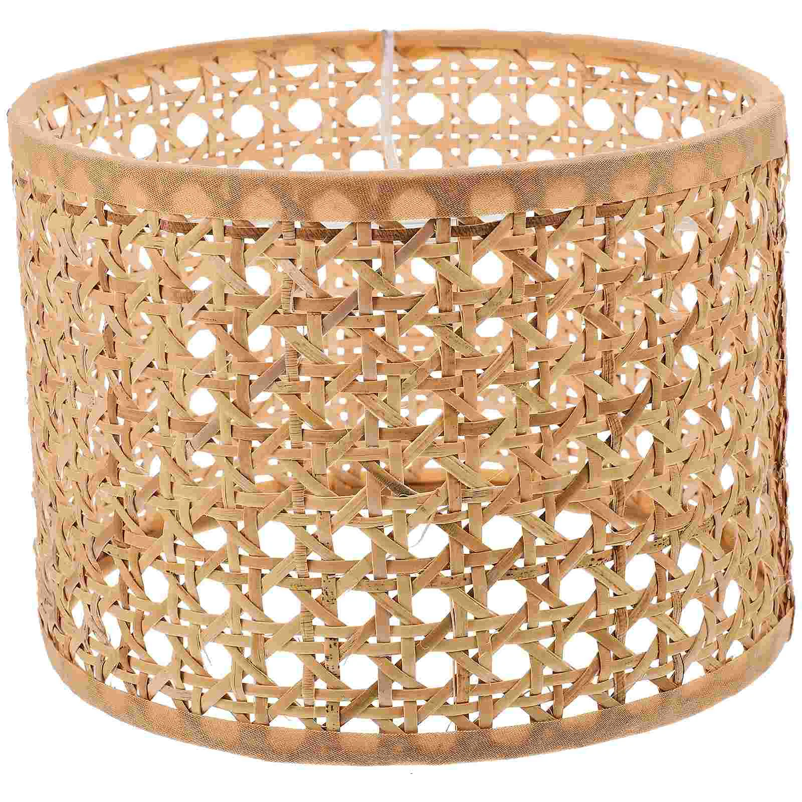 

Rattan Lamp Shade E27/E14 Small Wicker Woven Pendant Lampshade Drum Chandelier Light Cover Wall Floor Table Lamp Bulb Cage Guard