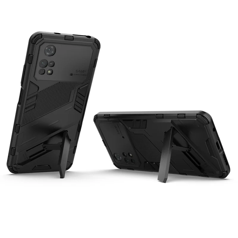 Hi-Case per Custodia Xiaomi Poco M4 Pro 4G con Custodia per Fotocamera Scorrevole e Supporto per Anello [Cover Anti-Caduta Compatibile con Supporto Magnetico per Auto], Nero