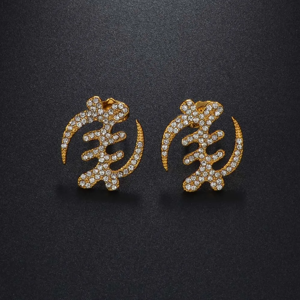 Anniyo African Symbol Earrings With Stone Dwennimen Gye Nyame Stud Earrings Ethnic Jewelry #371606 6