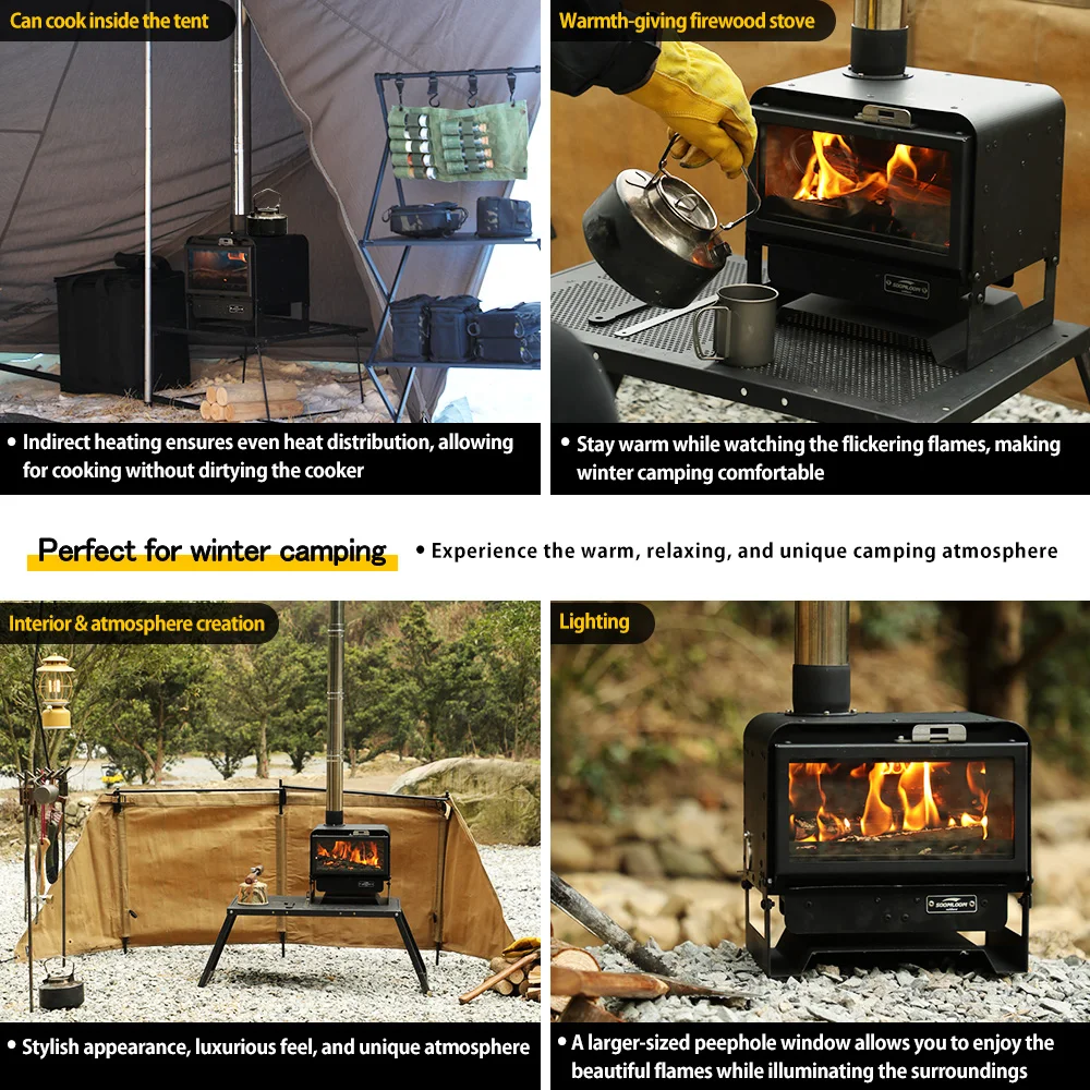 Soomloom 多機能薪ストーブ KAKA ブラック キャンプ暖炉 テント暖房