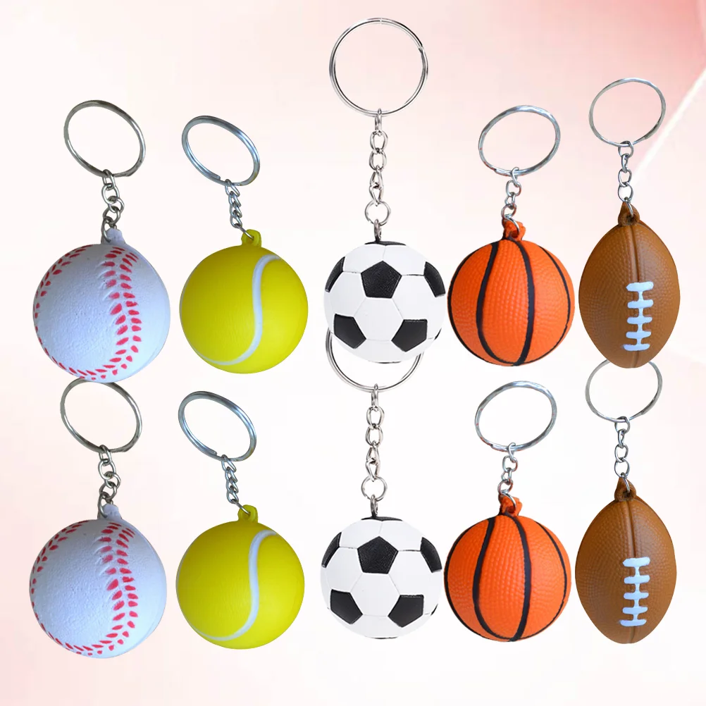 

30 Pcs Trophies Souvenir Volleyball Soccer Car Keychain Spherical Medals Children