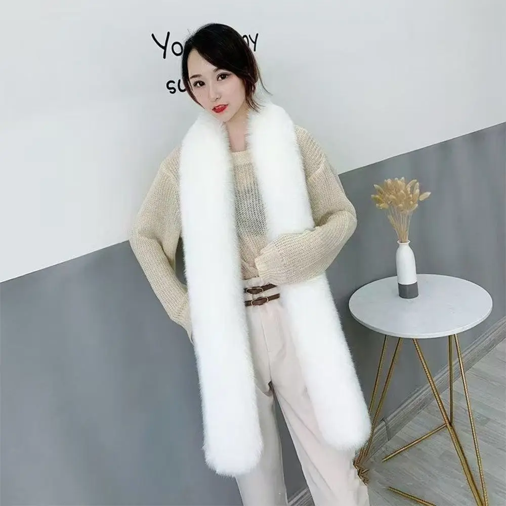 Fashion 6 Colors 180cm Fake Fur Long Scarf Thicked Fluffy  Luxury Wraps Shawl Vintage Neck Warmer Muffler Ladies Scarves