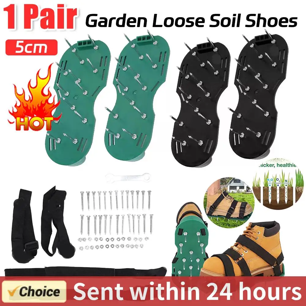 1 Pair Garden Nail Shoes Grass Spiked Loose Gardening Soil Lawn Aerator Spikes Shoes Self-Leveling Epoxy Yard Grass Cultivator