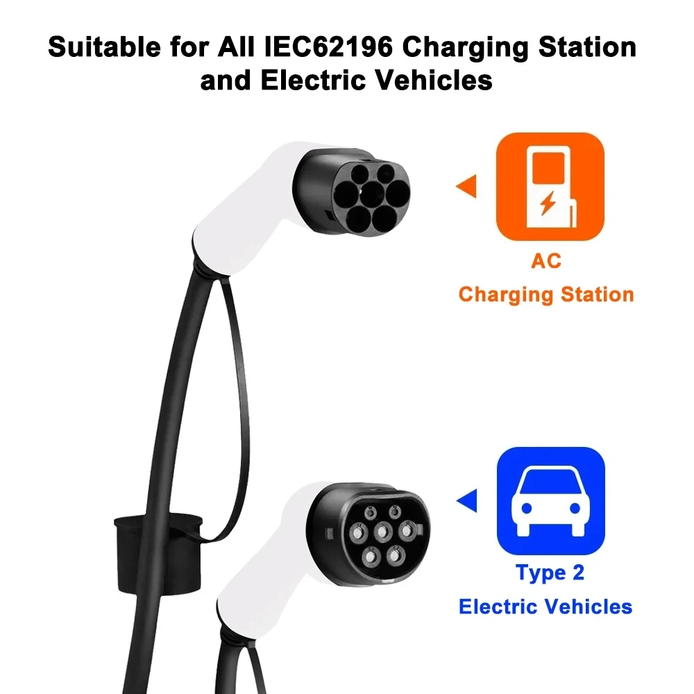 EV charging cable Teschev 16A/32A 11kW Type to Type2 EV charging cable IEC 62196-2 charger for PHEV electric vehicles in public station