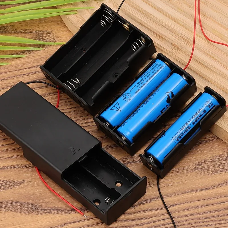 18650 배터리 홀더 박스 1 슬롯 3.7V 배터리 보관 케이스 1/2/3/4 슬롯 하드 플라스틱 컨테이너 블랙 레드 와이어 연결 포함