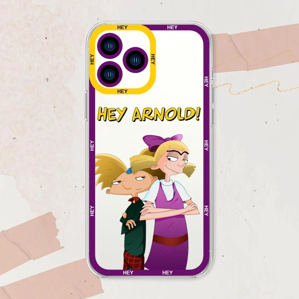 Cartoon H-Hey A-Arnold Cute Phone Case For iphone 11 12 13 14 15 Mini Plus Pro Max Transparent Shell