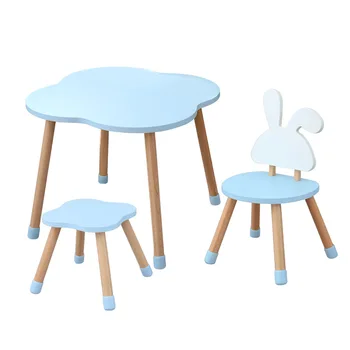 Nordic Family Reading And Eating Table Children's Cartoon Pastoral Wooden kids Table And Chair Set kids Furniture